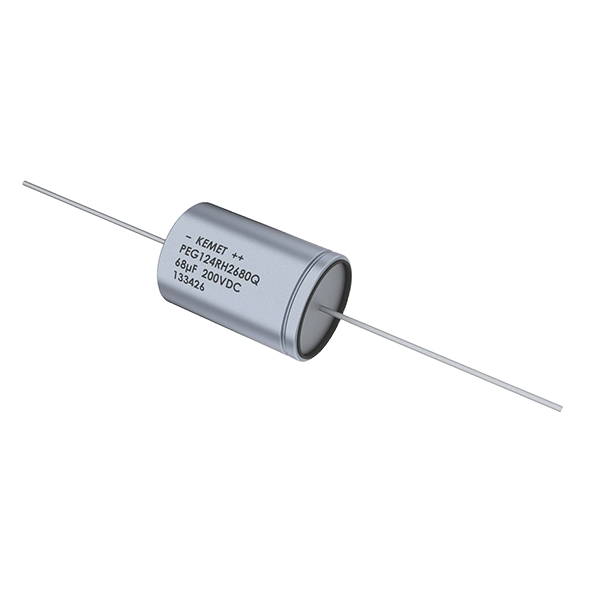 KEMET Corporation-PEG124MA2150QT1 铝电容器 Cap Aluminum Lytic 15uF 63V -10% to 30% (10 X 20mm) Axial 4.3 Ohm 0.113A 2000h 125°C T/R