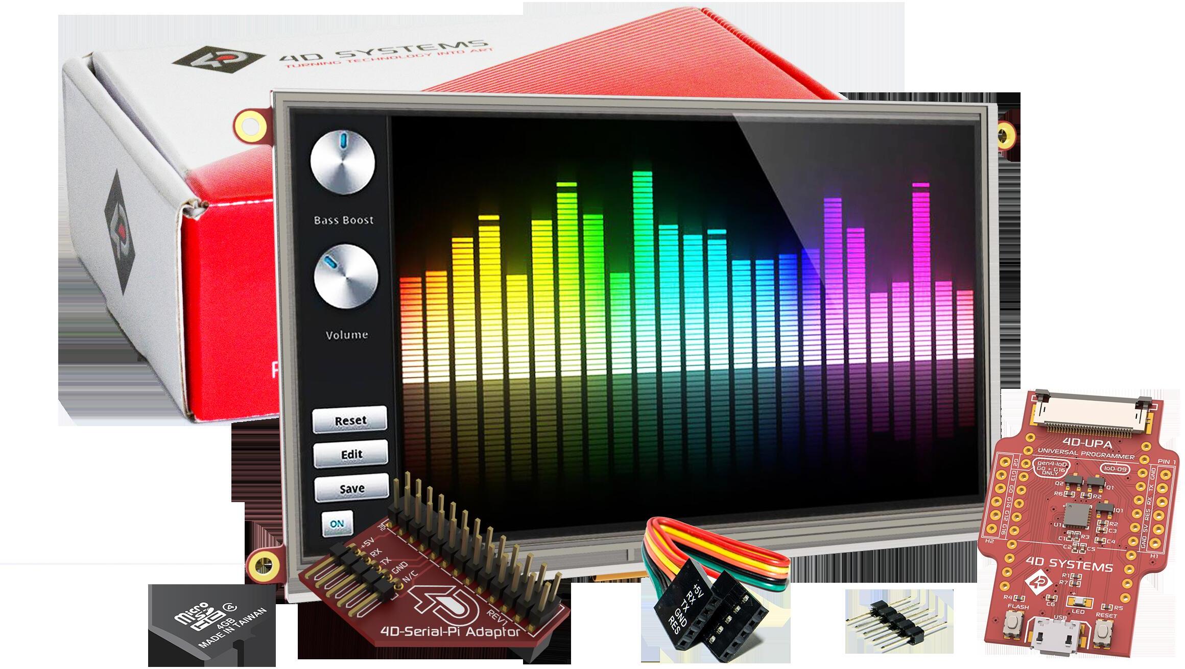 4D Systems-SK-70DT-PI Entwicklungssätze und Werkzeuge uLCD-70DT-PI TFT Module Starter Kit