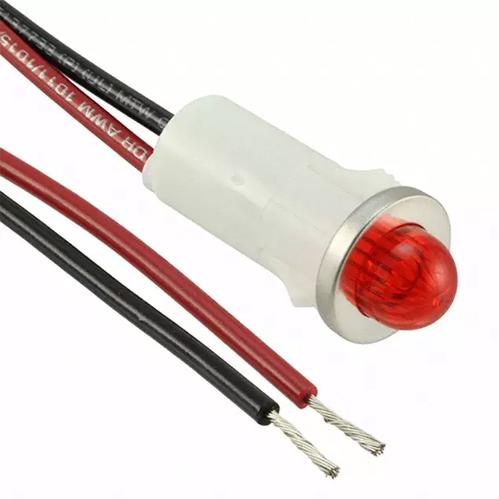 Visual Communications-1092A1-28V Panel Mount Indicators Panel Mount Indicator Round 0.5" LED Red Hi-Dome 28V Wire