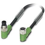 Sensor/actuator cable, 4-position, PUR halogen-free, black-gray RAL 7021, Plug angled M8, on Socket angledM8, cable length 3 m