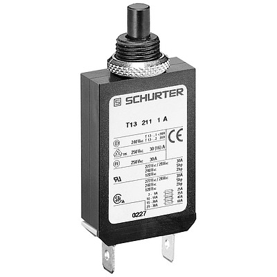 SCHURTER-4411.0007 Circuit Breakers Circuit Breaker Thermal 1Pole 15A 240V/277VAC 28VDC Box