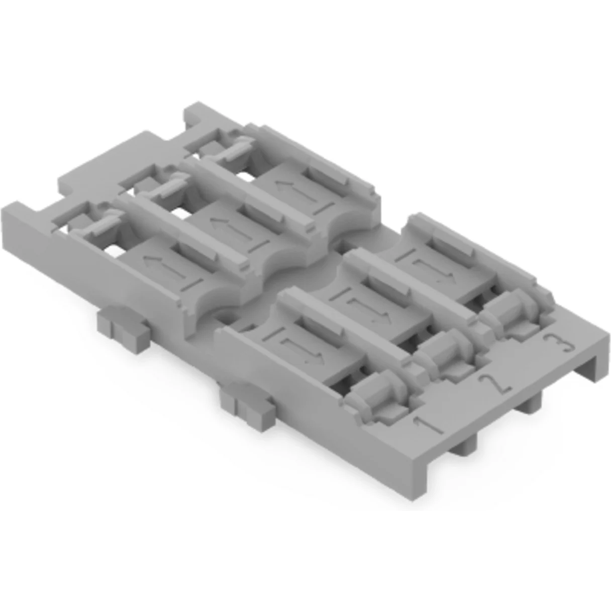 WAGO-221-2533 Accessori per connettori Mounting carrier, 3-way, for inline splicing connector with lever, with snap-in mounting foot, gray