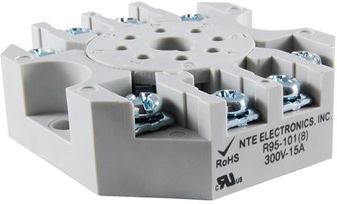 NTE Electronics-R95-101 Relay Sockets Relay Sockets Screw Clamp 15A 300V Panel Mount/Surface Mount