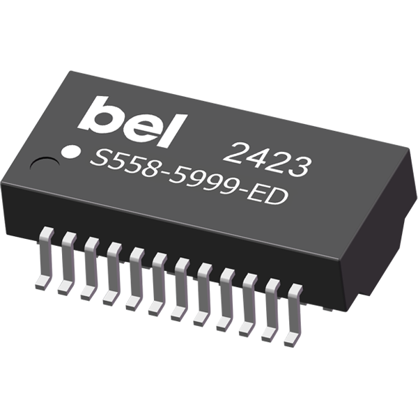 Bel Fuse-S558-5999-ED Telecom, Übertrager Telecom Transformer 1CT:1CT 24 Terminal Gull Wing SMD