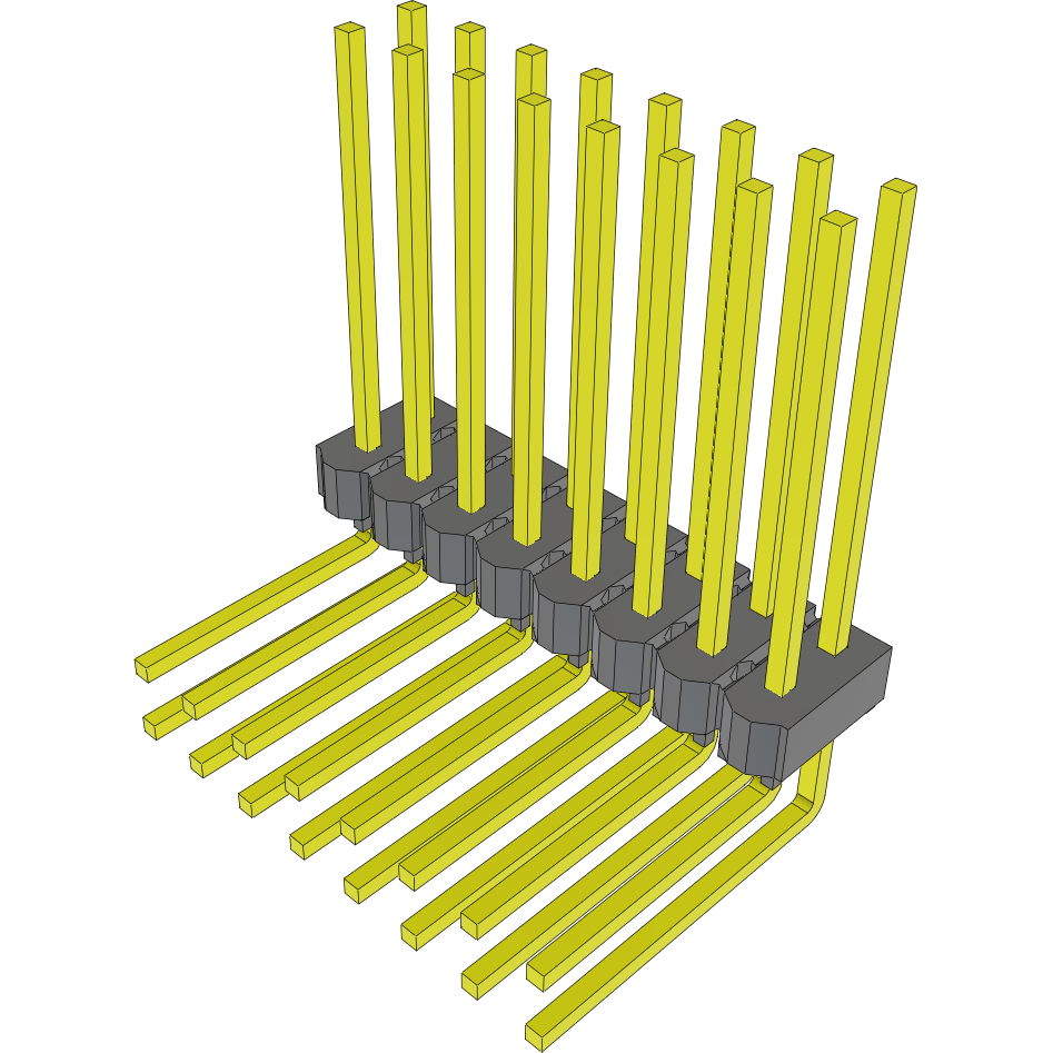 Samtec-MTSW-108-28-G-D-590-RA Steckverbinderleisten und Leiterplattenbuchsen Conn Unshrouded Header HDR 16 POS 2.54mm Solder RA Side Entry Thru-Hole Bulk