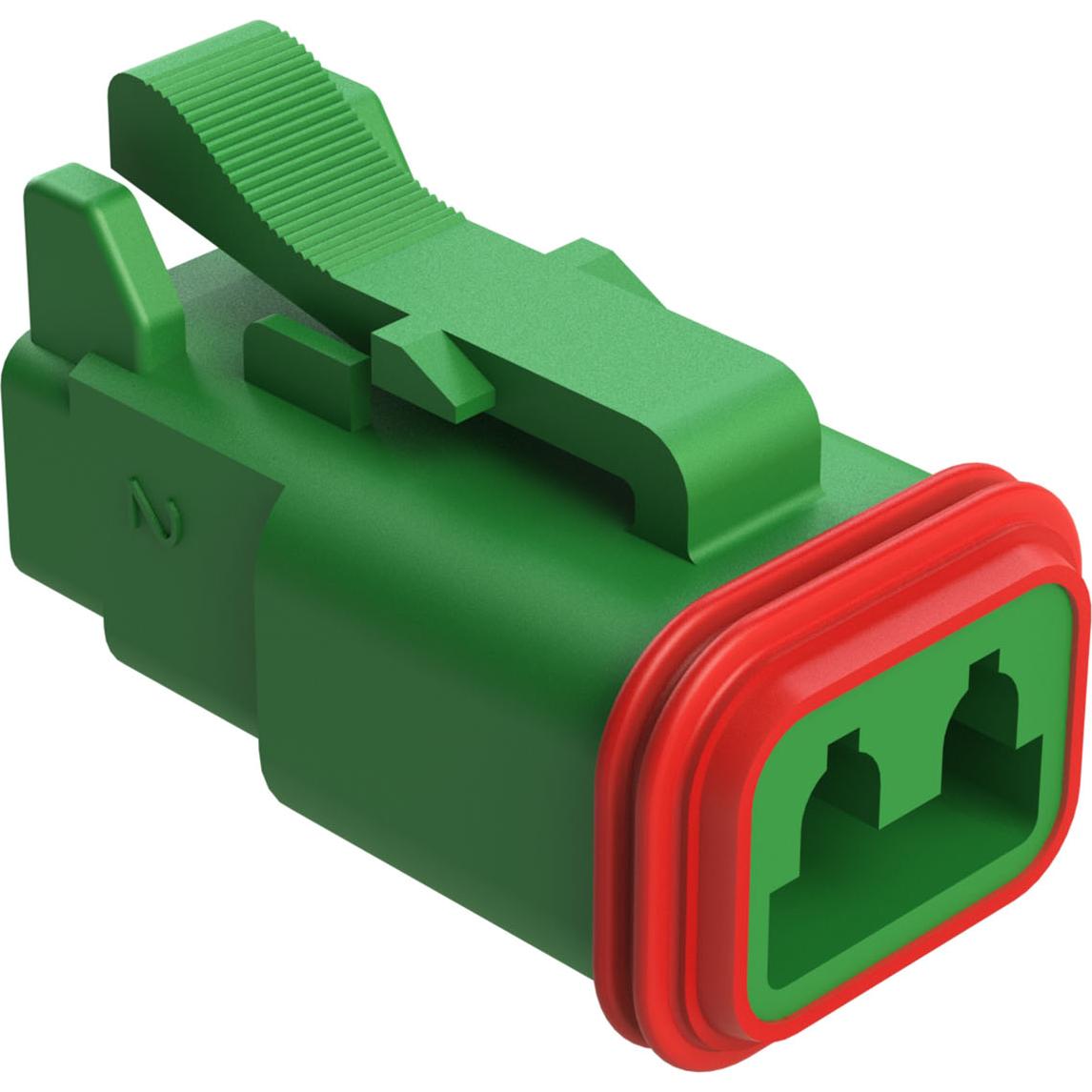 Amphenol-AT06-2S-RD01GRN Carcaza de cables discretos de conector Conn Housing PL 2 POS Crimp ST Cable Mount Green