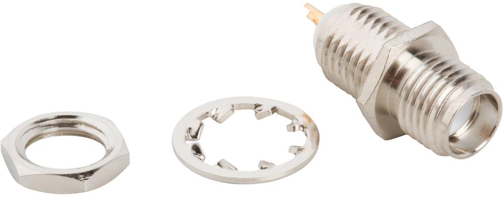 Amphenol RF-901-9889-RFX Connector RF Conn SMA 0Hz to 12.4GHz 50Ohm Solder Cup ST Panel Mount RCP Gold