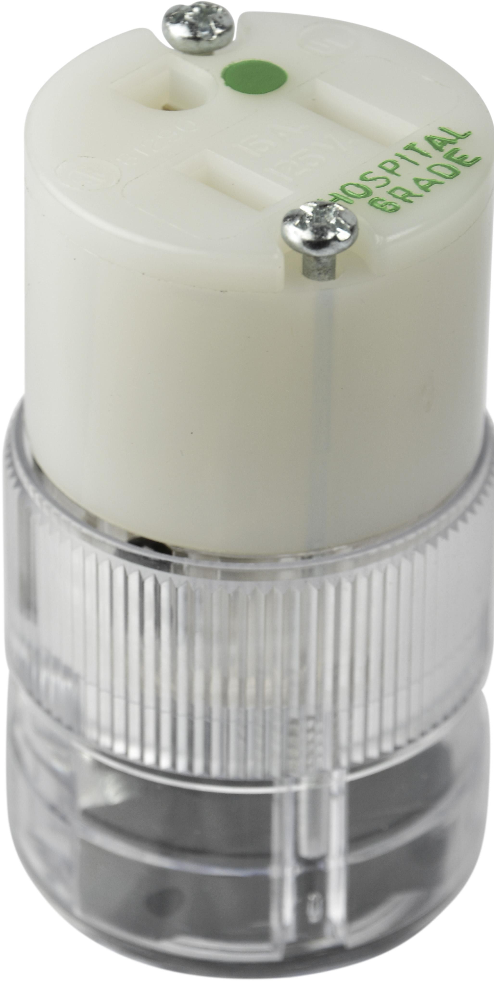 Marinco-8219T Potencia del conector 15A 125V CONN, HOSPITAL GRADE, CLEAR