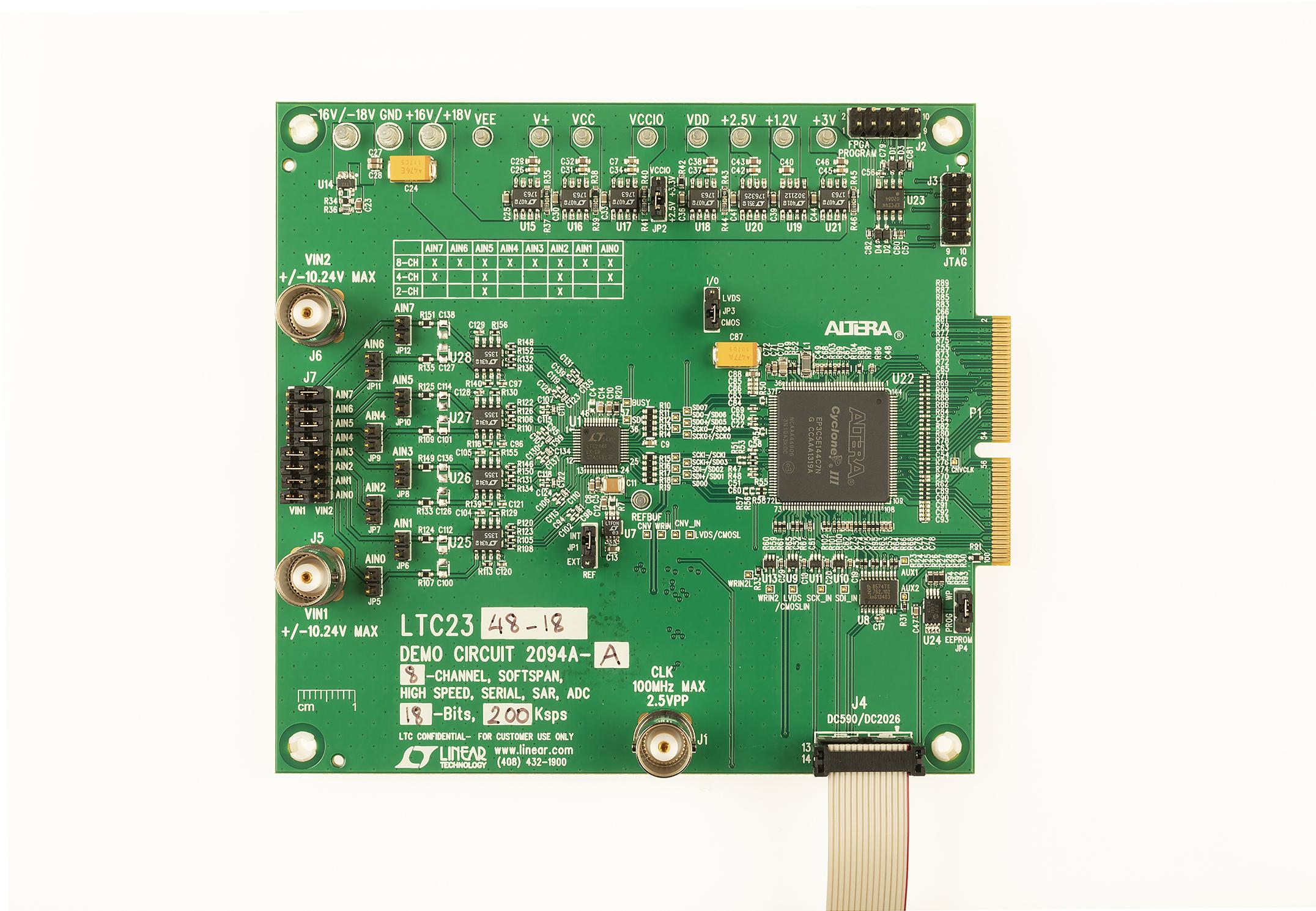 Analog Devices-DC2094A-A Data Conversion Development Boards and Kits LTC2348-18 Demo Board, Octal, Simultaneous, 18-Bit, 200ksps SAR ADC (req DC590, DC2026 or DC890)