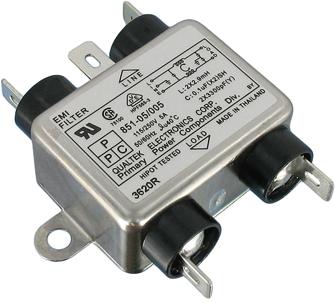 Qualtek Electronics-851-05/005 Power Line Filters Power Line Filter 50Hz/60Hz 5A 250VAC Solder Lug Flange Mount