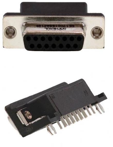 Amphenol Communications Solutions-6E17C015SAJ120 Conector D-subminiatura Conn D-Sub SKT 15 POS 1.37mm Solder RA Thru-Hole 15 Terminal 1 Port Box