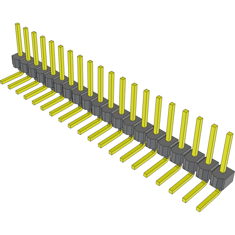Samtec-MTSW-120-22-G-S-280-RA Steckverbinderleisten und Leiterplattenbuchsen Conn Unshrouded Header HDR 20 POS 2.54mm Solder RA Side Entry Thru-Hole Bulk