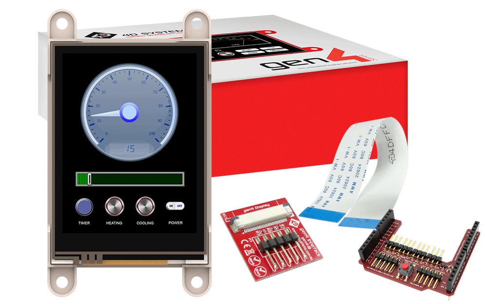 4D Systems-GEN4-ULCD-24PT-AR TFT-Module 2.4" gen4 LCD pack for Arduino with gen4-uLCD-24PT, Arduino Adaptor Shield + Cable