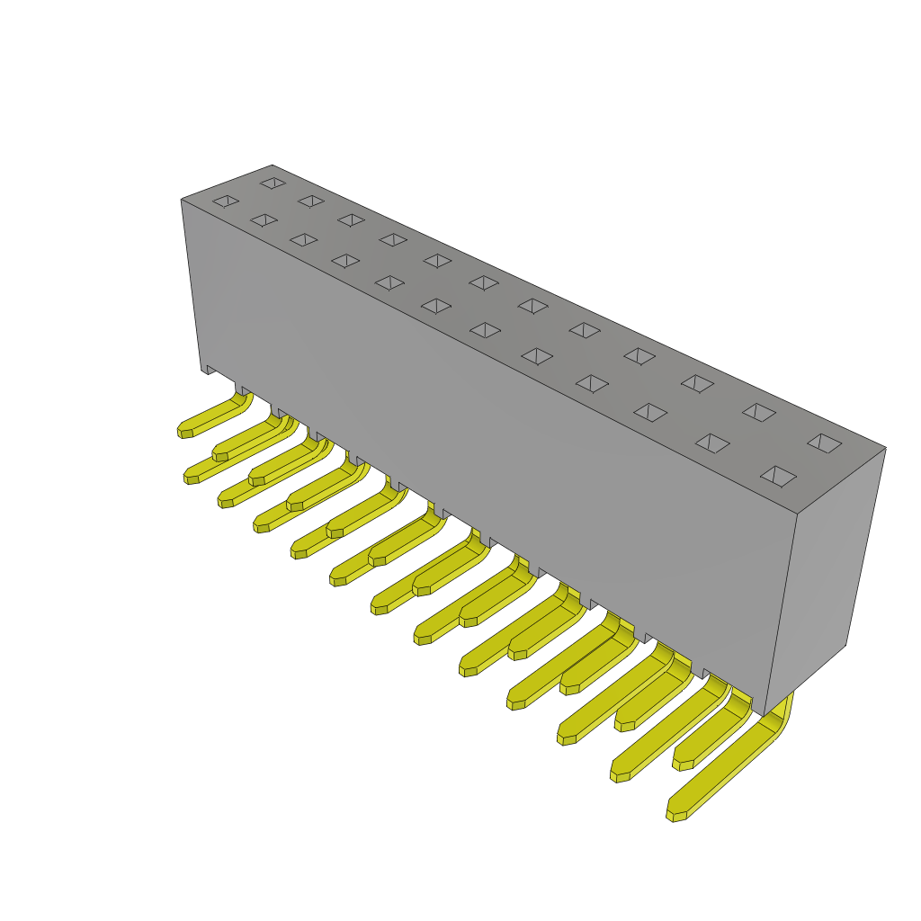 Samtec-SSW-112-02-SM-D-RA 连接器插头及 PCB 插座 Conn Socket Strip SKT 24 POS 2.54mm Solder RA Side Entry Thru-Hole Layer