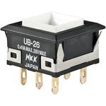 Switch Push Button ON ON DPDT Square Button 0.1A 28VAC 28VDC 0.4VA Alternate Panel Mount Solder Lug