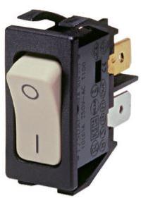 Bulgin Components PLC-C1250ANBW-085B Bascule de commutateur Switch Rocker ON OFF DPST Quick Connect Curved Rocker 16A 400VAC 30VDC 372.85VA