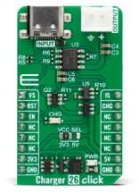 MikroElektronika-MIKROE-5882 Energiemanagement, Entwicklungsplatinen und -kits MAX1811 Battery Management Click Board