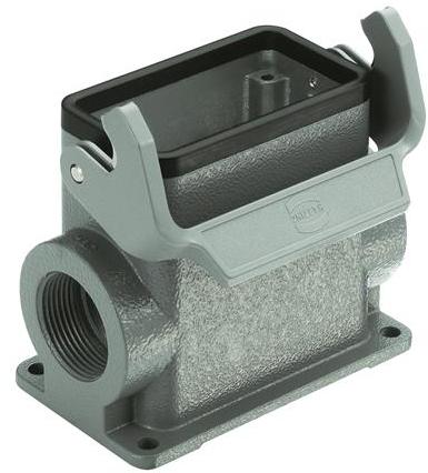 HARTING-09300100293 Adaptateurs pour manchons thermorétractables Surface Mount Housing 90° 10B Shell Size Powder Die Cast Aluminum Single Lock Han®