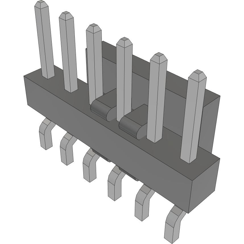 Samtec-MMT-106-02-TM-SH-P 连接器插头及 PCB 插座 Conn Unshrouded Header HDR 6 POS 2mm Solder RA Side Entry SMD Tube