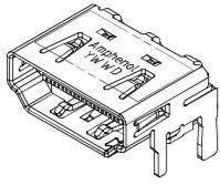 Amphenol Communications Solutions-G45A1912100B1EU Steckverbinder für Audio und Video Conn HDMI Type A F 19 POS 0.5mm Screw/Solder RA Flange Mount/Surface Mount 19 Terminal 1 Port T/R