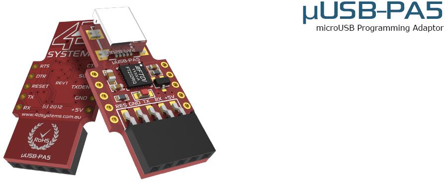 4D Systems-UUSB-PA5-II Entwicklungssätze und Werkzeuge microUSB programming Adaptor