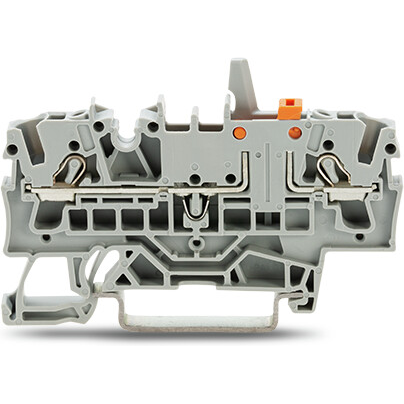 WAGO-2002-1671/401-000 Steckverbinder, Klemmenblöcke Disconnect Terminal Block, knife disconnect with mechanical interlock, rail mount, 2-Conductor, 5.2 mm wide, gray