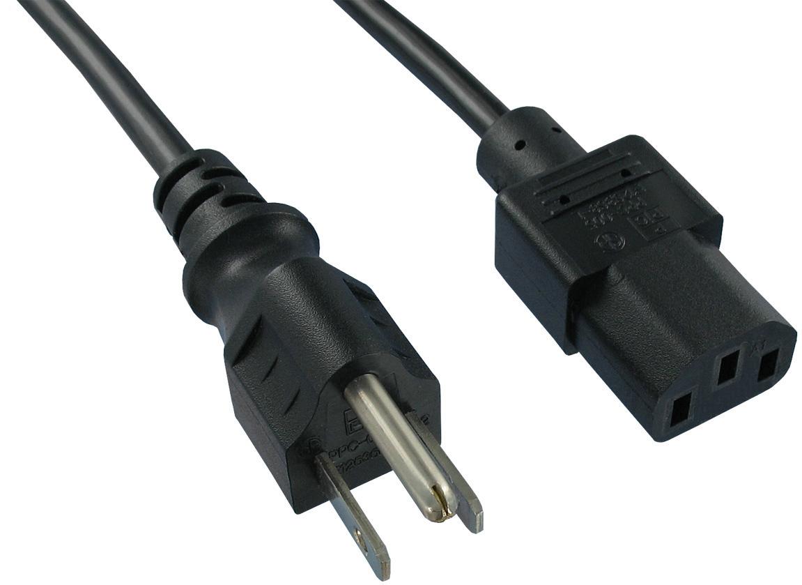 Qualtek Electronics-312010-01 Cable Assembly AC Power Cable Assembly 2.743m NEMA 5-15P to IEC 60320/C13 3 to 3 POS F-M 18AWG