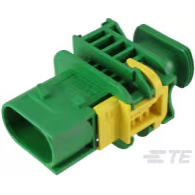 TE Connectivity-3-1670730-1 Einzeladersteckverbinder, Gehäuse Conn Housing PL 3 POS 4mm Crimp ST Panel Mount Green Box