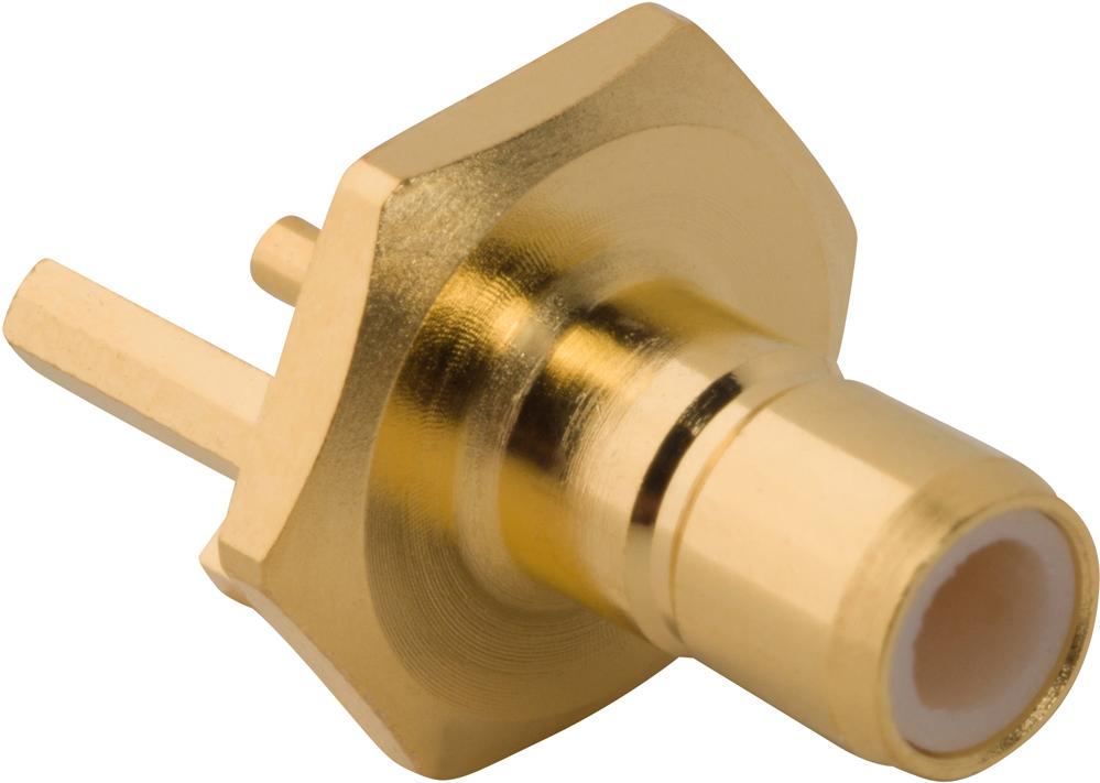 Amphenol RF-903-653J-51PX RF-Steckverbinder Conn SMB 0Hz to 4GHz 50Ohm Solder ST Thru-Hole F Gold Bag