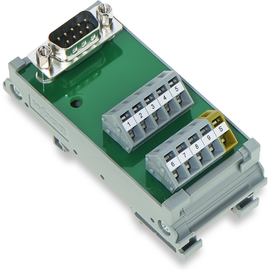 WAGO-289-587 Schnittstellenmodule Interface Module, with D-Subminiature Male Connector, 25-pole, for mating Connectors with solder connection, with shield connection, Vertical mounting