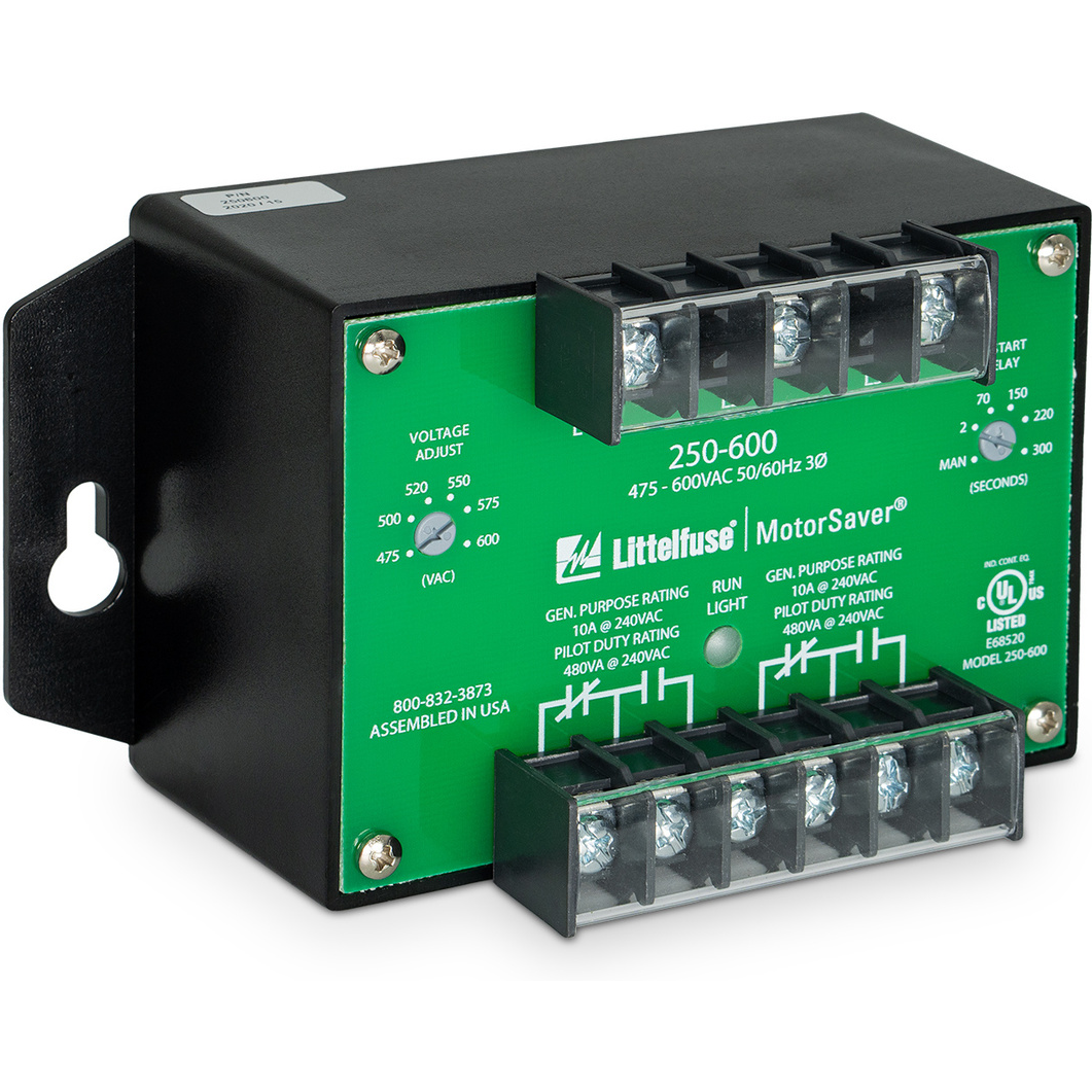 Littelfuse-250600 继电器其他 Electromechanical Relay 500 to 600VAC 10A DPDT(133.9x74.9x94.4)mm Flange Phase Monitoring Relay