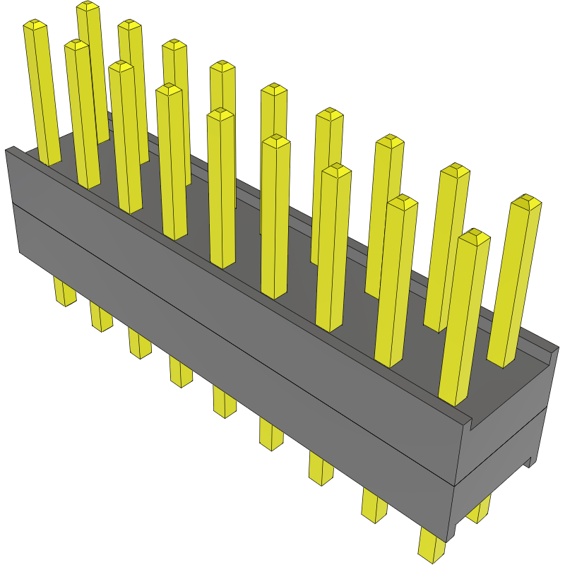 Samtec-DW-09-08-F-D-200 Connector Headers and PCB Receptacles Conn Board Stacker HDR 18 POS 2.54mm Solder ST Top Entry Thru-Hole Bulk