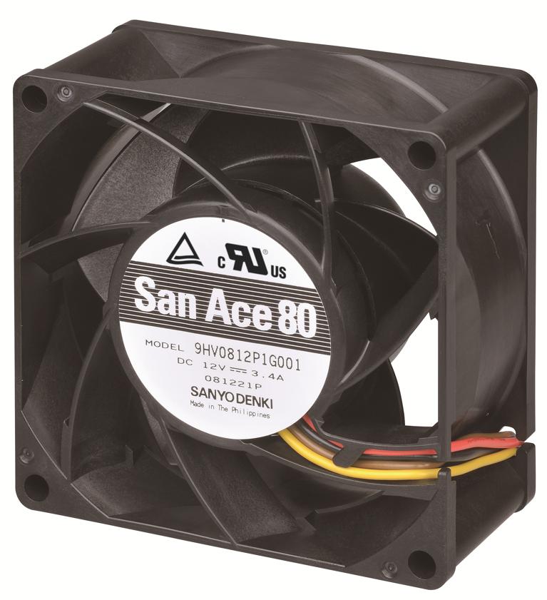 SANYO DENKI-9HV0824G1D001 Gebläse und Lüfter DC Fan Axial Ball Bearing 24V 21.6V to 26.4V 130.7CFM 69dB 80 X 80 X 38mm Sensor