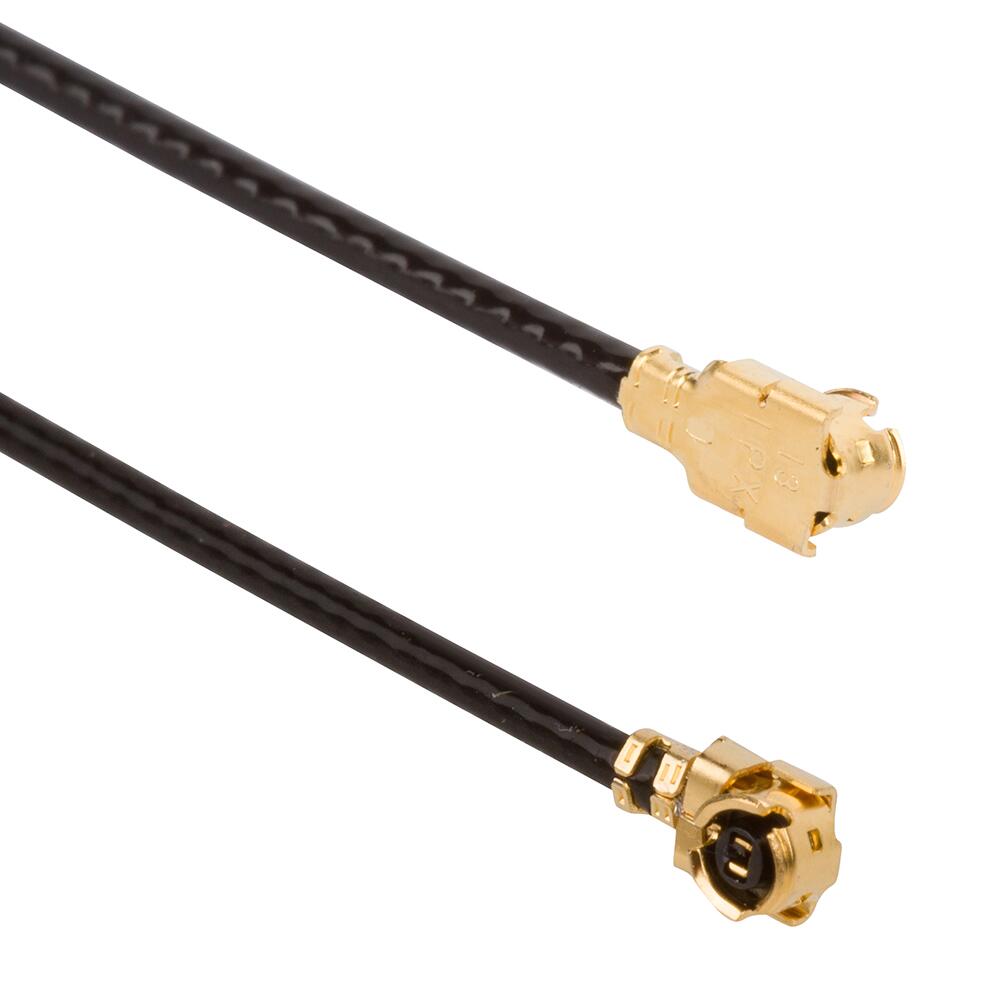 Amphenol RF-A-1PA-113-084B2 Assemblaggio cavo coassiale AMC Right Angle Plug to AMC Right Angle Plug on 1.13 mm Micro-cable 84 mm