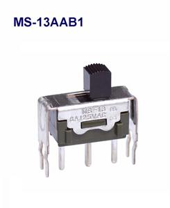 NKK Switches-MS-13AAB1 Schiebeschalter Switch Slide ON OFF ON SPDT Top Slide 6A 250VAC 100000Cycles PC Pins Bracket Mount/Through Hole