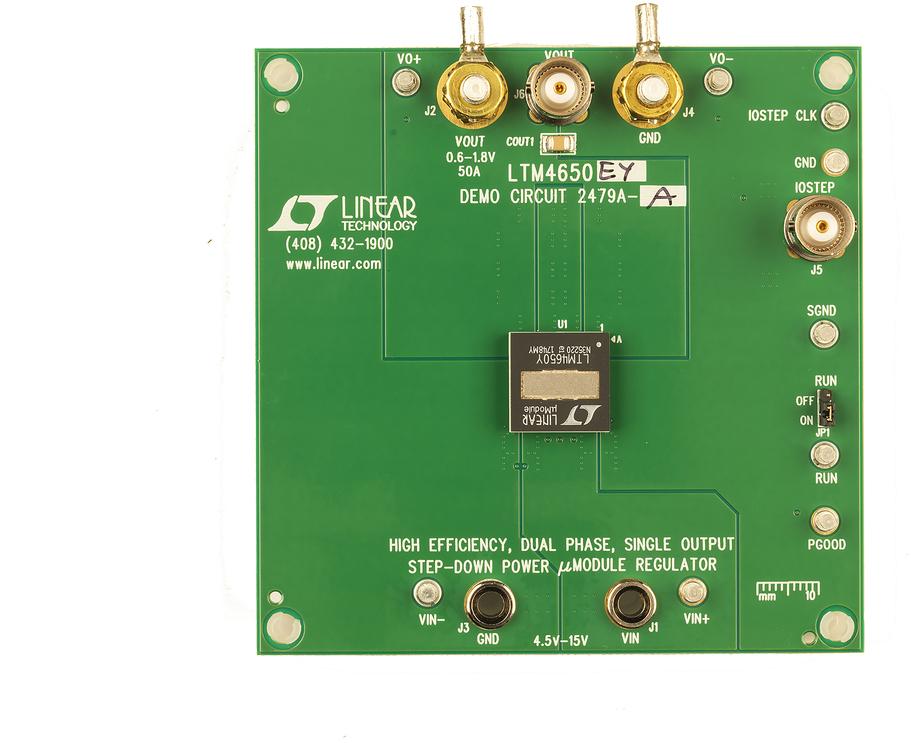 Analog Devices-DC2479A-B Power Management Development Boards and Kits LTM4650EY-1 Demo Board, Dual Phase Buck uModule Regulator, 4.5V ≤ VIN ≤ 15V, VOUT = 0.6V to 1.8V @ 50A