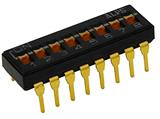 ALPS Electric-SSGM280100 Commutateur DIP Switch DIP ON OFF SPST 8 Flush Slide 0.1A 50VDC PC Pins 3000Cycles 2.54mm Thru-Hole Stick