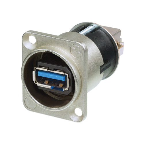 Neutrik Group-NAUSB3 Connector USB Conn USB 3.0 Type B to USB 3.0 Type A RCP/RCP 4/4 POS ST Panel Mount 2 Terminal 1 Port