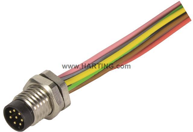 HARTING-21023531800 null Circular Connector M8, 8 Pos, Straight, Conductor Length 20 cm
