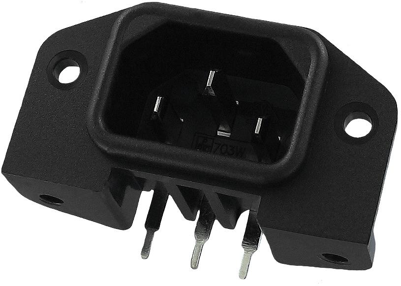 Qualtek Electronics-703W-00/53 Connector Power Conn IEC 60320 C14 Inlet RCP 3 POS 7mm Solder RA Thru-Hole 3 Terminal 1 Port Bulk