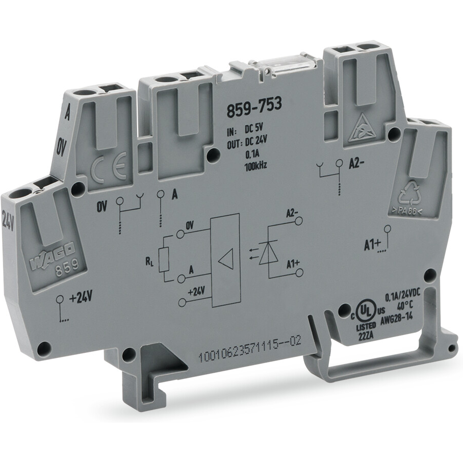 WAGO-859-753 Relè a stato solido Relay SSR 17mA 6.25V DC-IN 0.1A 28.8V DC-OUT Box