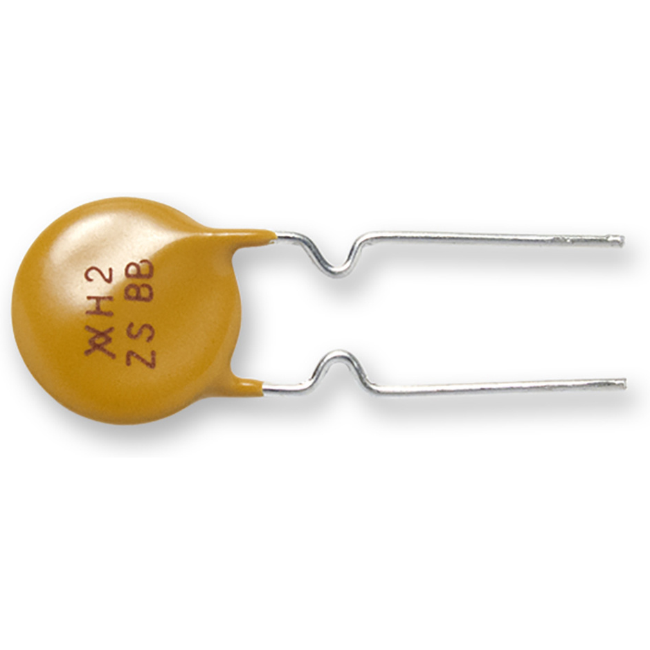 Littelfuse-AHRF200-2 PTC 可自复保险丝 PTC Resettable Fuse 2A(hold) 3.8A(trip) 16V 100A 1.4W 4.8s 0.039Ohm Radial 9.4 X 5.08mm T/R Automotive AEC-Q200