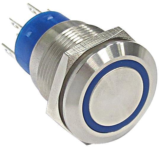Littelfuse-ATP19-SL1-324-B0SE-03Q Druckknopfschalter Switch Push Button N.O./N.C. SPDT Flush Round Button 3A 250VAC 28VDC Interlock Panel Mount/Through Hole Solder Lug/PC Pins Tray