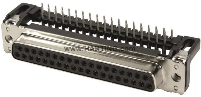 HARTING-09664136601 Steckverbinder, D-Sub Conn D-Sub F 37 POS 1.38mm Solder RA Thru-Hole 37 Terminal 1 Port