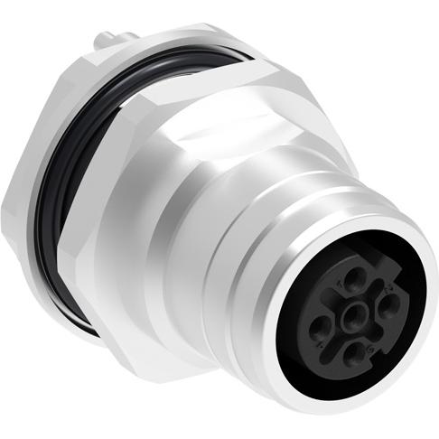 Molex-ERWD2J30 Connecteur circulaire Ultra-Lock (M12) Ethernet Receptacle, FPM PG9, Female (Straight), Panel Mount 6.00mm Pins, 4 Poles, D-Code