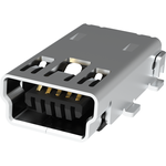 Amphenol Communications Solutions-1010067990 Connector USB Conn Mini USB 2.0 Type B RCP 5 POS 0.8mm Solder RA SMD 5 Terminal 1 Port T/R