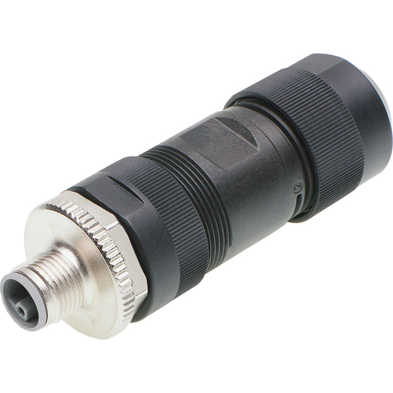 Molex-1205030008 Conector circular Micro-Change (M12) Field Attachable Connector, 5 Poles, L-Coded, Straight, Male, Unshielded, Screw Termination, Cable Diameter 8.00-13.00mm