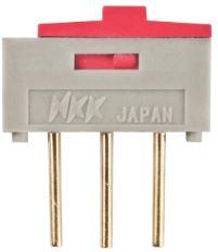 NKK Switches-SMVA001 Switch Slide Switch Slide ON None ON SPDT Raised Slide 0.5A 12VDC 1000Cycles PC Pins Thru-Hole