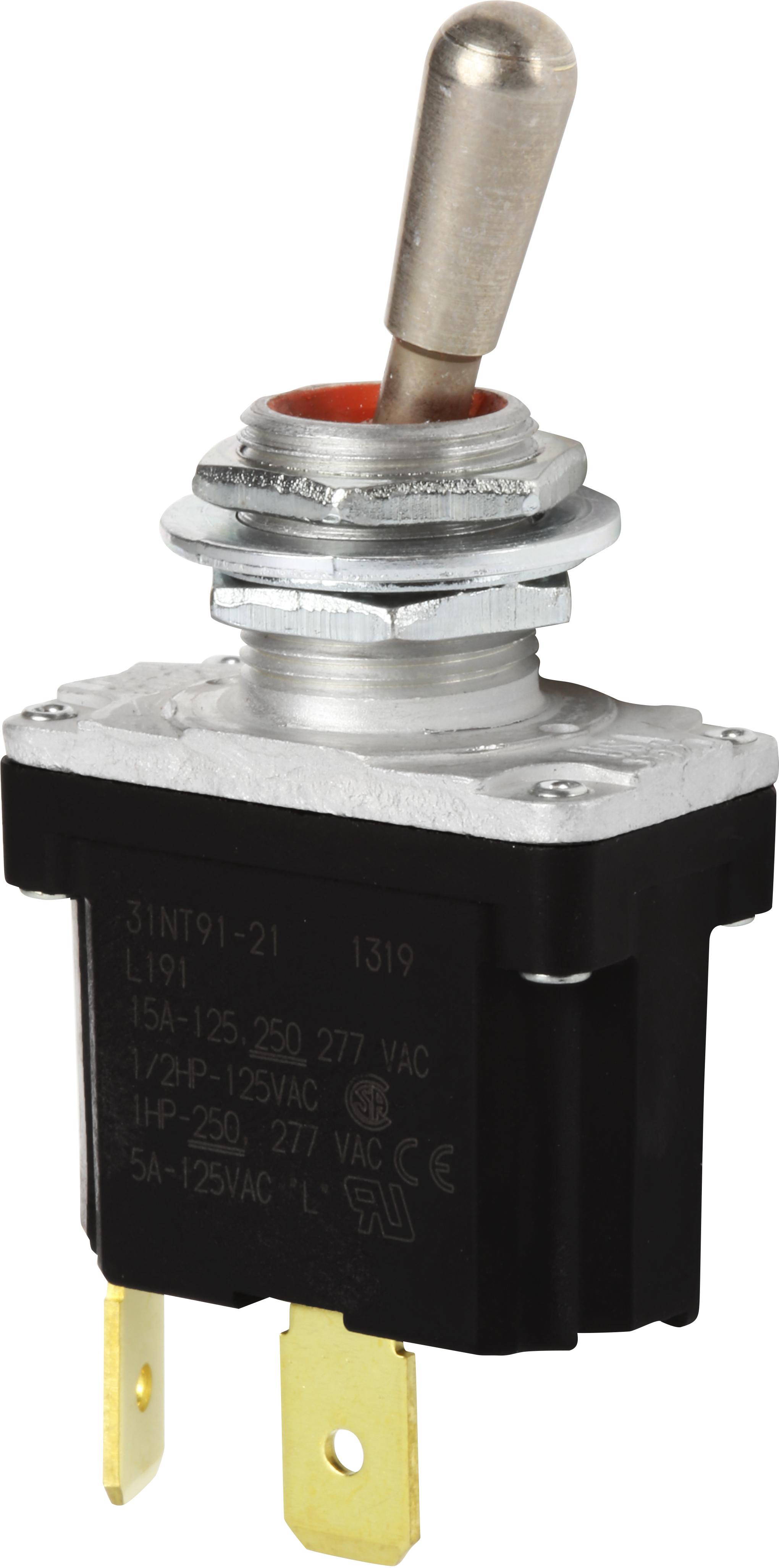 Honeywell-31NT91-21 Switch Toggle Switch Toggle OFF ON SPST Round Lever Quick Conn 20A 277VAC 250VDC Panel Mount with Threads