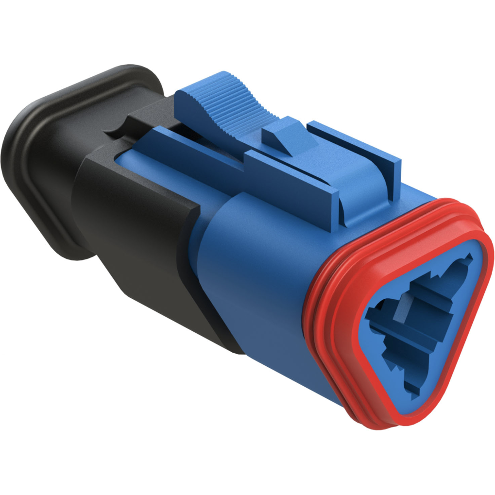 Amphenol-AT06-3S-SR02BLU Einzeladersteckverbinder, Gehäuse Conn Housing PL 3 POS Crimp ST Cable Mount Blue